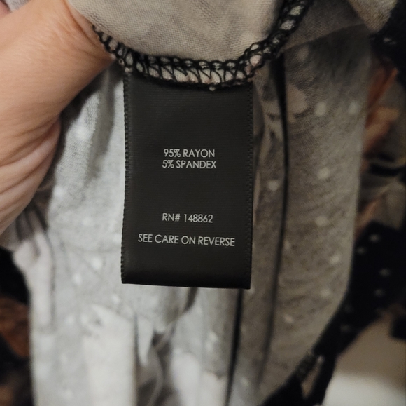 Torrid 3 Black Floral Dots Womens Dress 3/4 Sleeve Wrap Tie - Picture 8 of 10